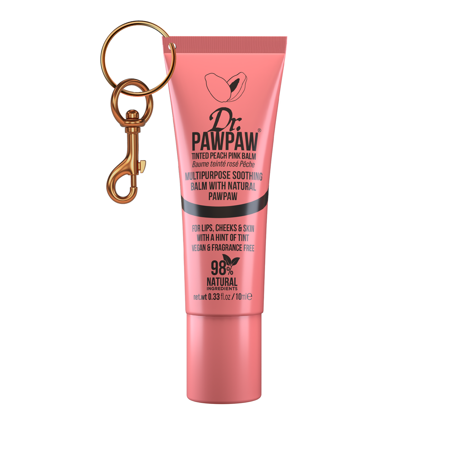 Peach Pink Lip Balm 10ml - With Keyring